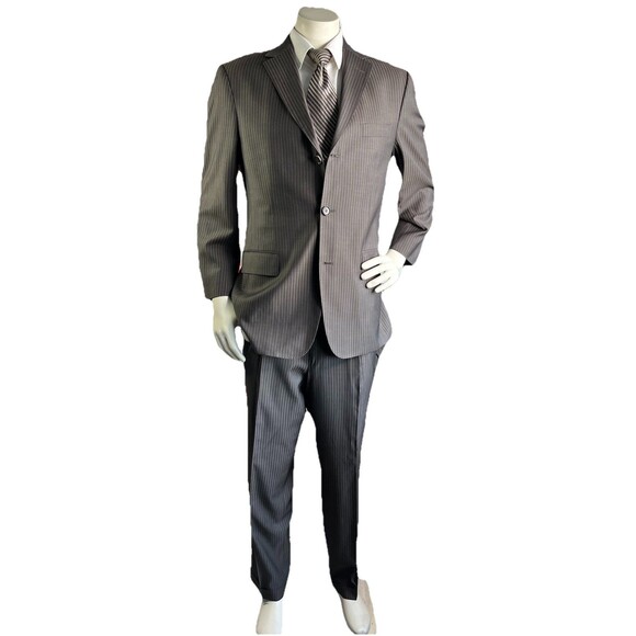 Hugo Boss Guabello Super 130s Men 2pc Suit 40S 32x30 Pinstripe Rossellini Cinema - Picture 5 of 16